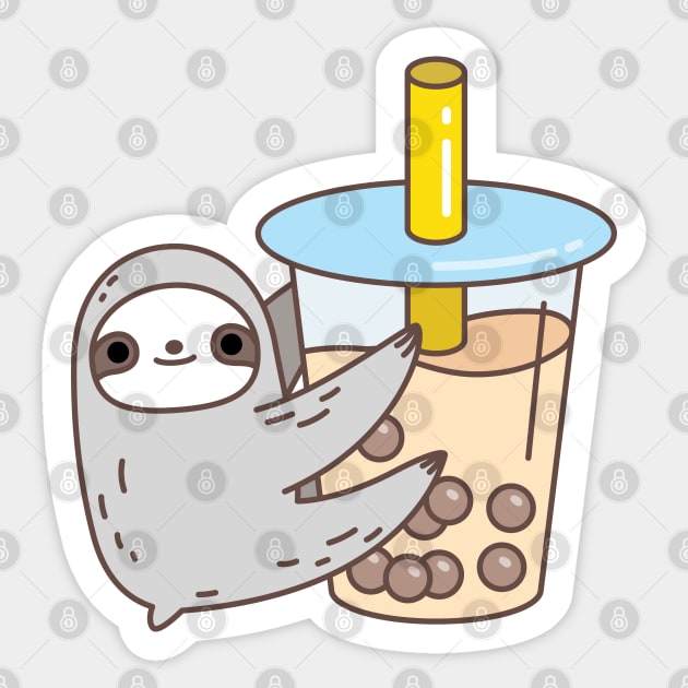 Sloth loves bubble tea Sticker by Noristudio